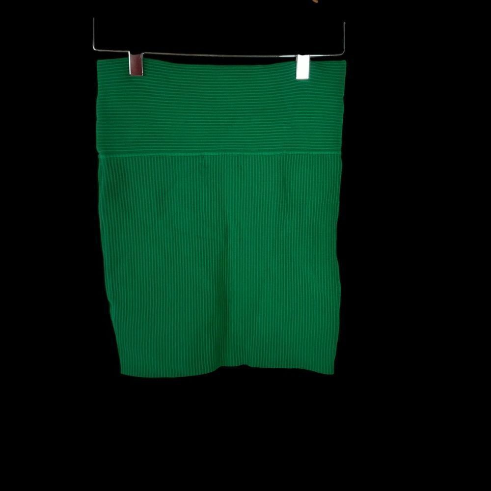House Of Harlow 1960 Grass Green Ribbed Wide‎ Waist Pencil Mini Skirt Sz M